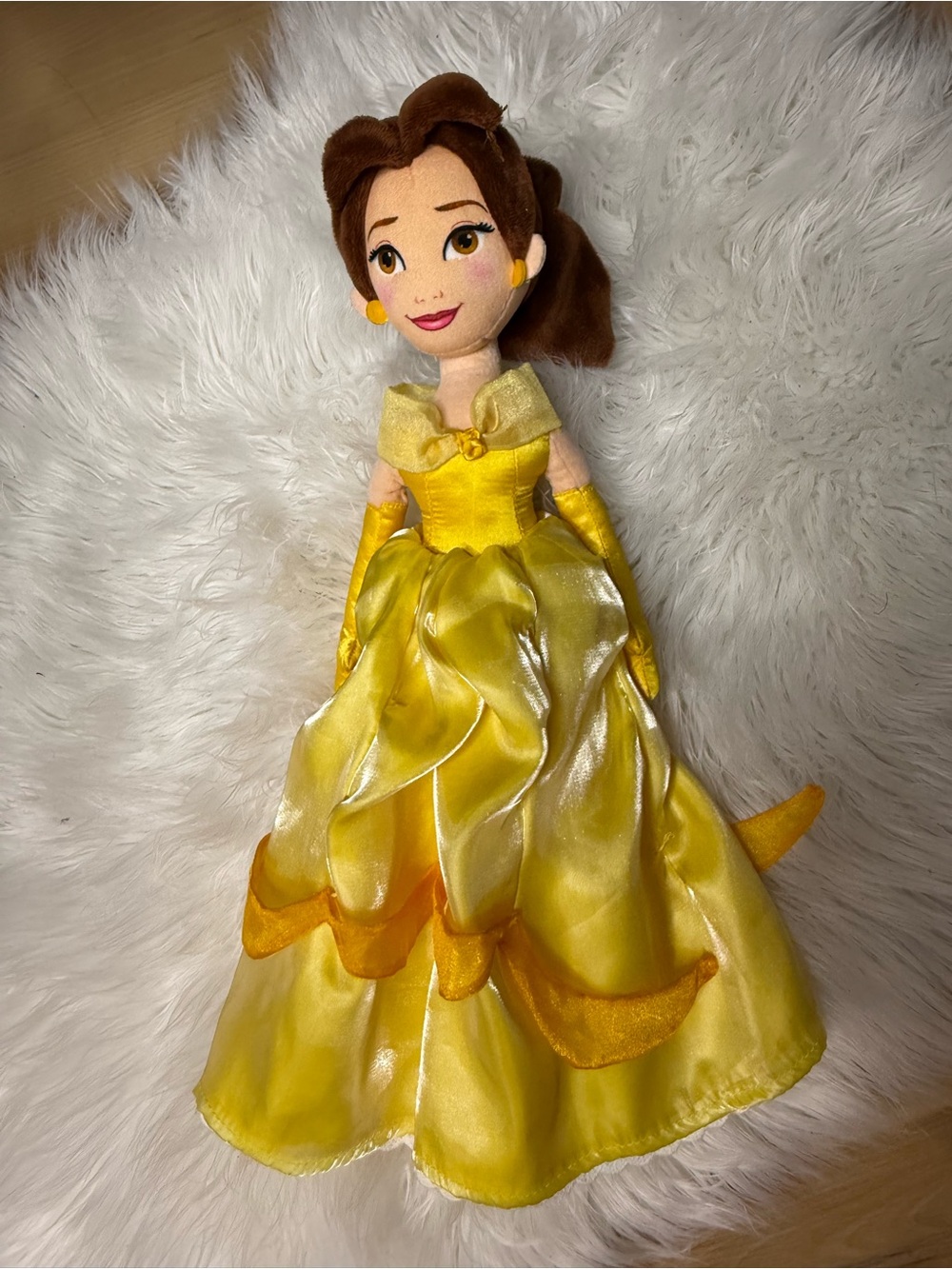Disney Yellow Belle Plush Doll with Brown Hair